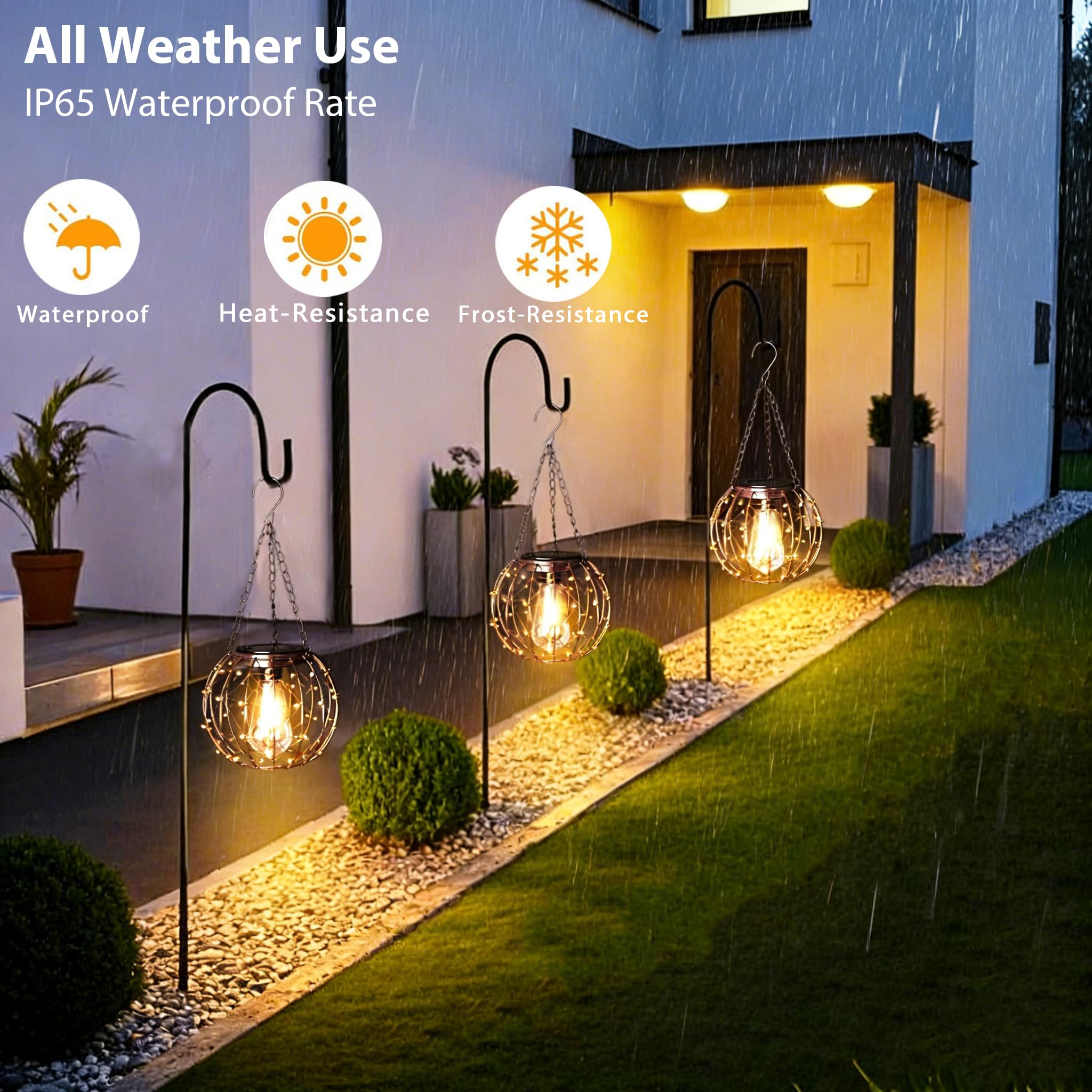 Amazon.co.jp: 吊り下げ式ソーラーランタン、ソーラーライト屋外